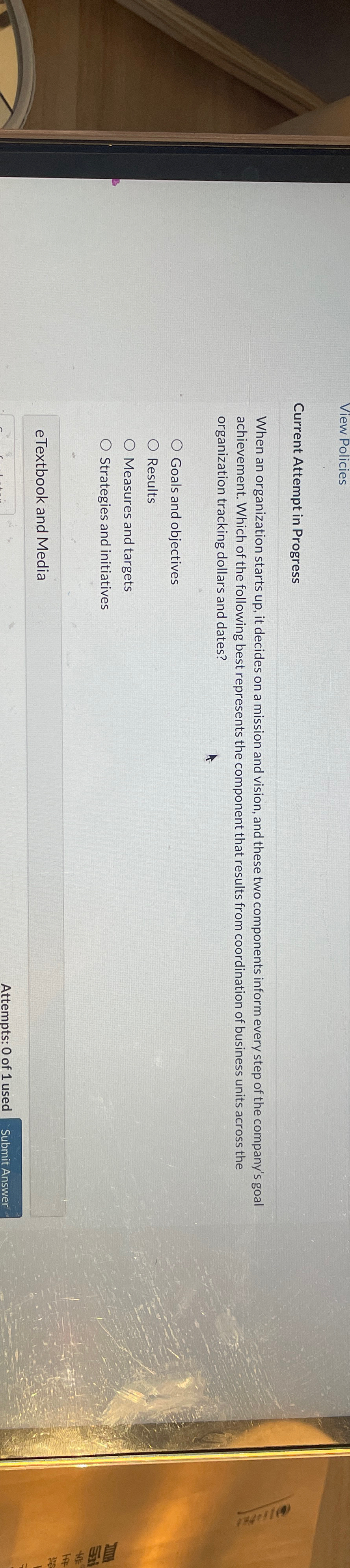  View Policies Current Attempt in Progress When an organization starts up,