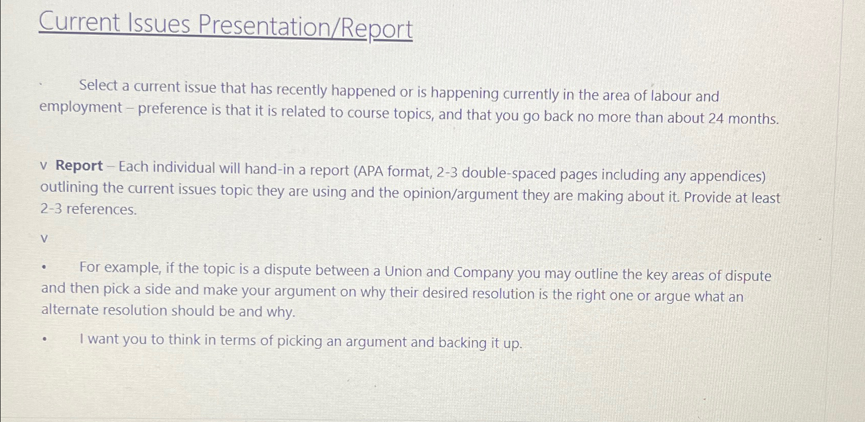  Current Issues Presentation/Report Select a current issue that has recently happened