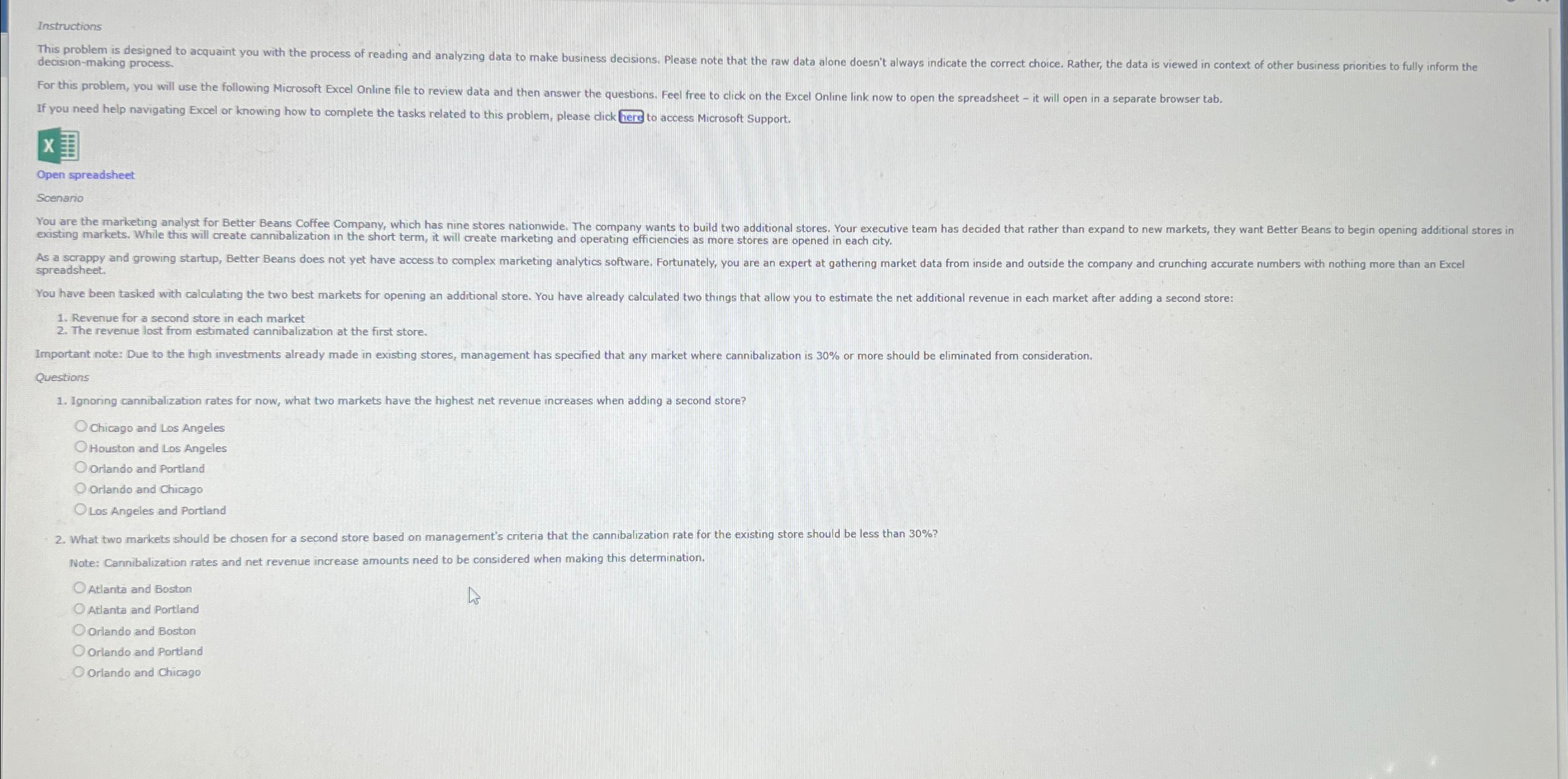  Instructions decision-making process. For this problem, you will use the following