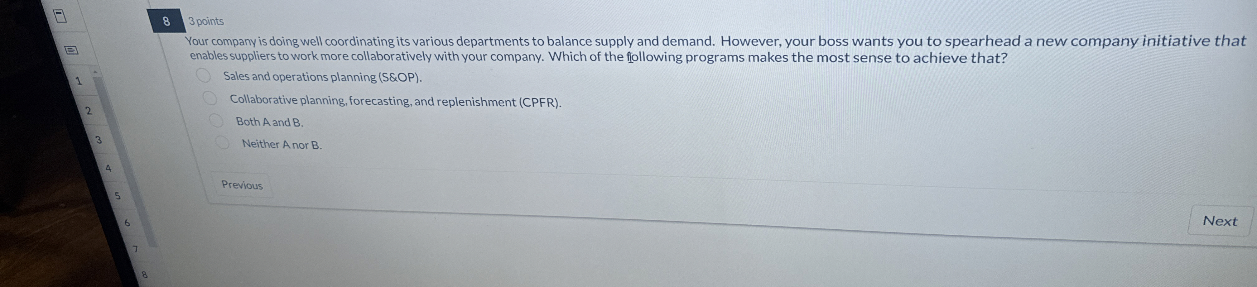  8 3 points Your company is doing well coordinating its various