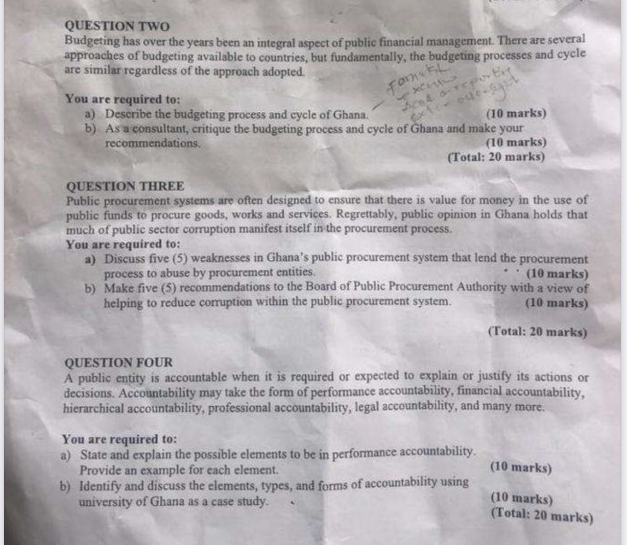  QUESTION TWO Budgeting has over the years been an integral aspect