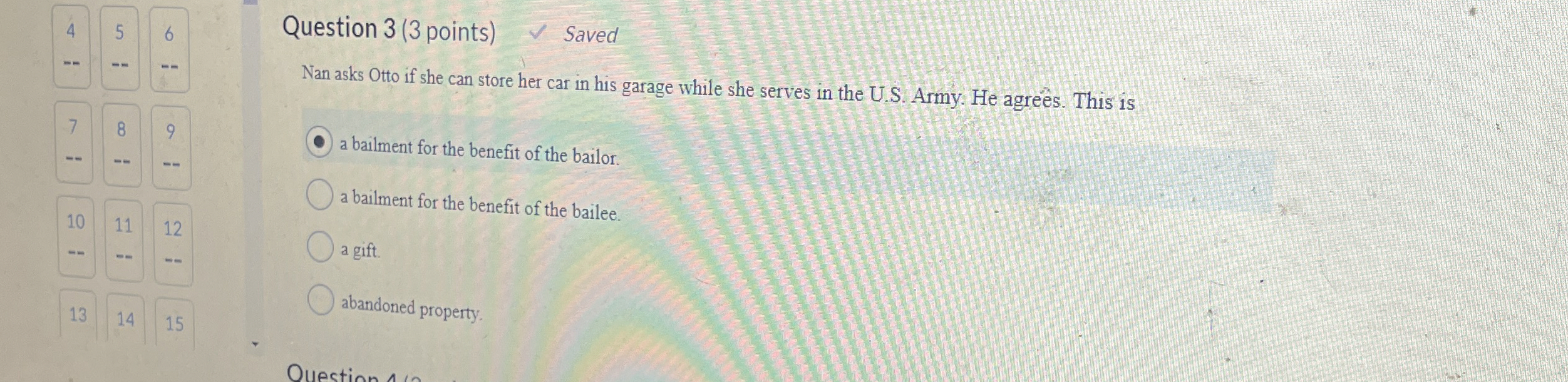  Question 3(3 points) Nan asks Otto if she can store her