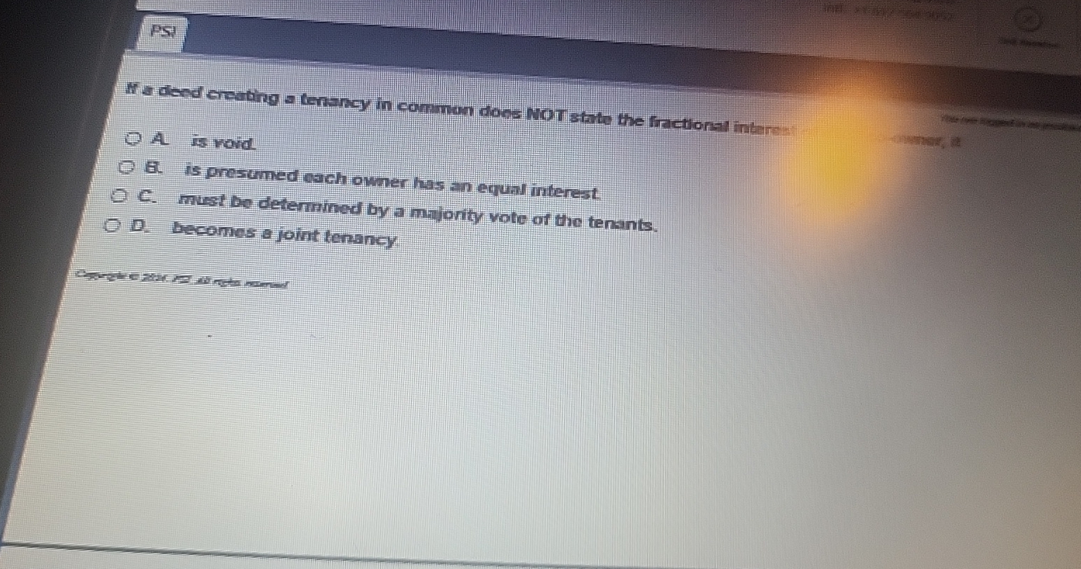  W a dend ereating a tenancy in common dons NOT state