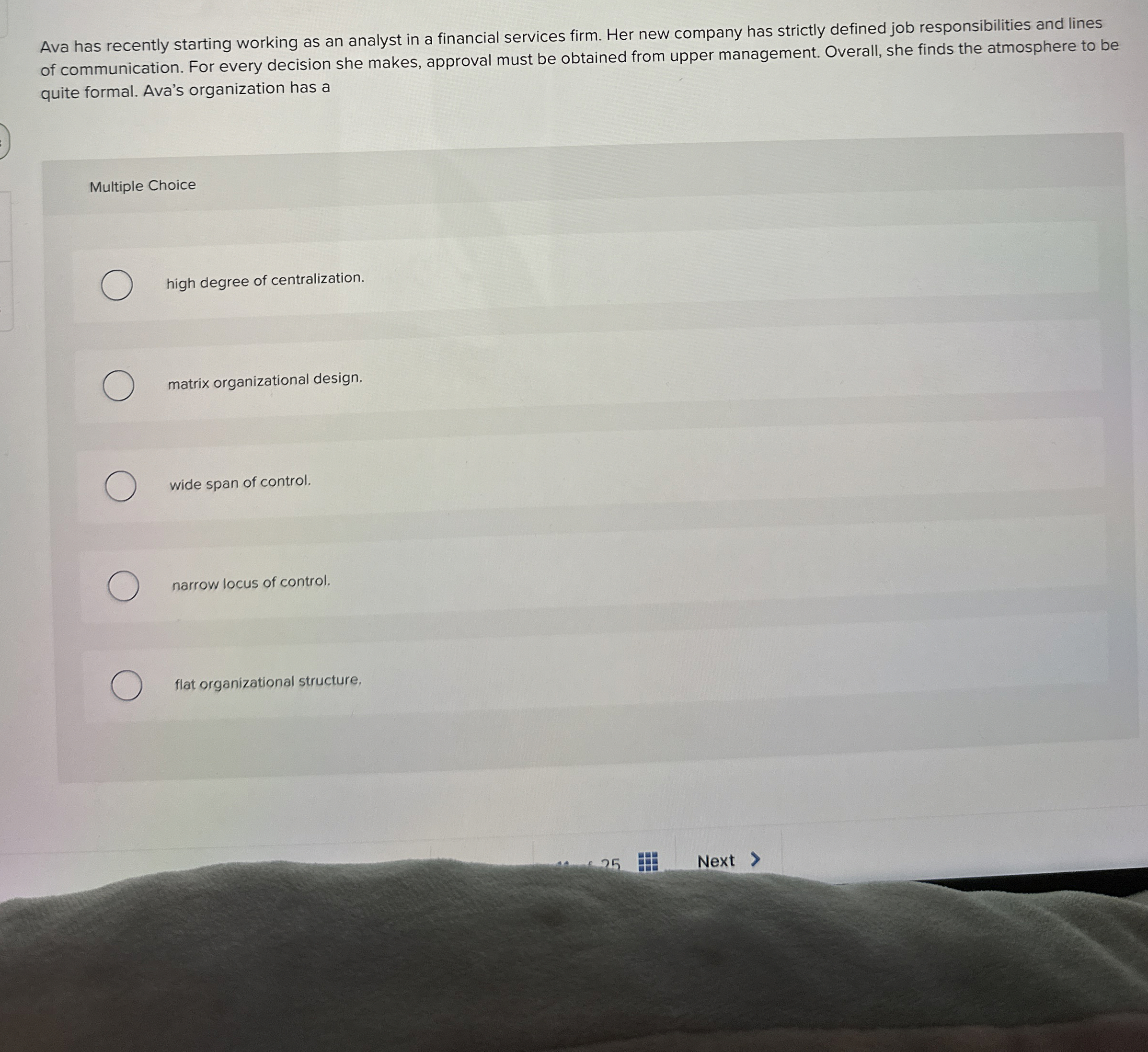  Ava has recently starting working as an analyst in a financial