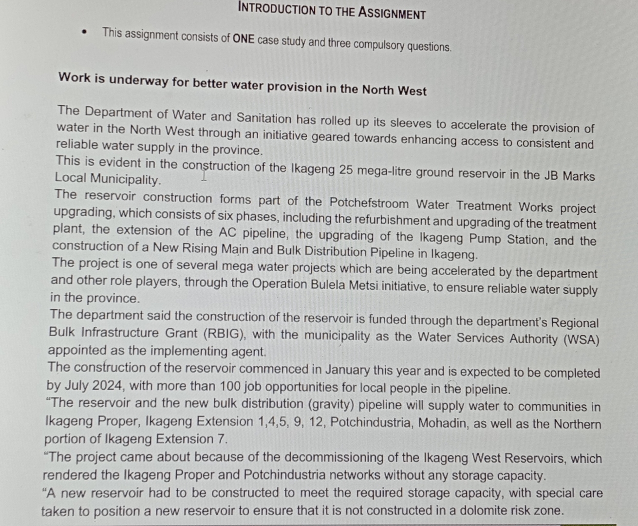  INTRODUCTION TO THE ASSIGNMENT This assignment consists of ONE case study