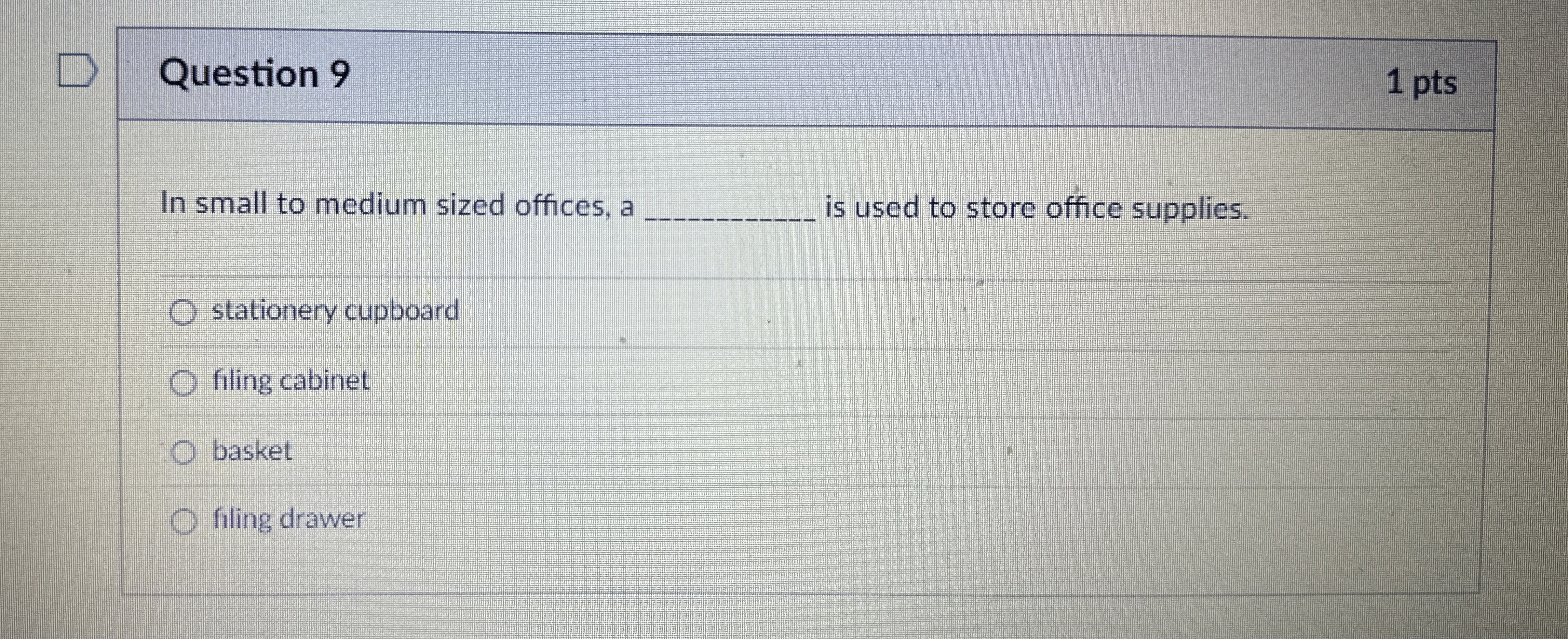  Question 9 In small to medium sized offices, a is used
