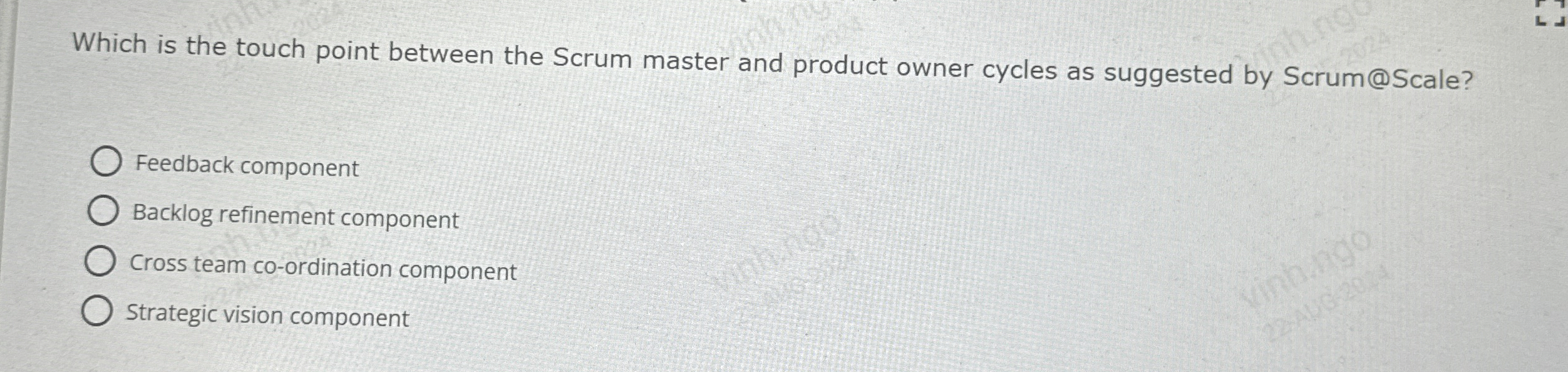  Which is the touch point between the Scrum master and product