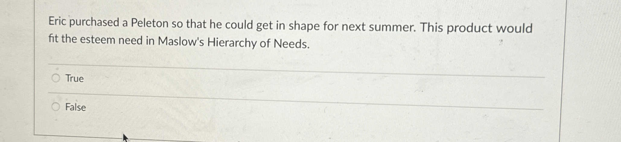  Eric purchased a Peleton so that he could get in shape