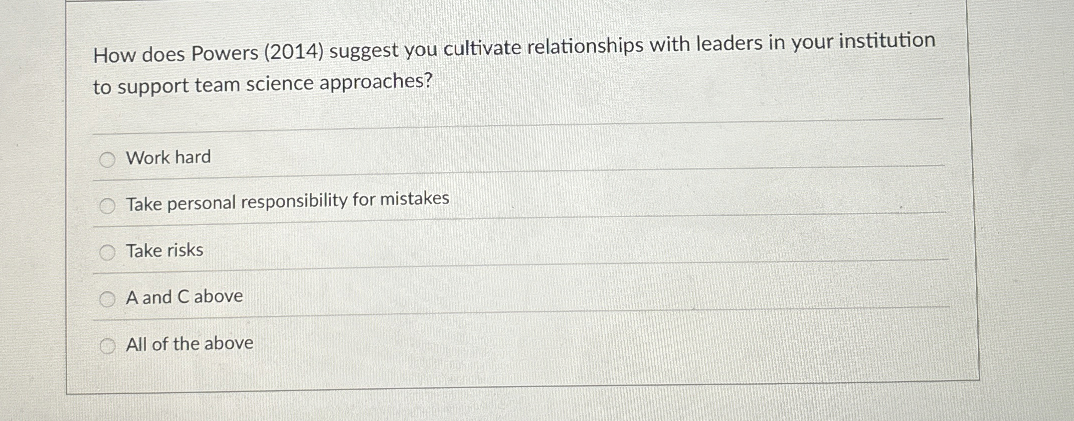  How does Powers (2014) suggest you cultivate relationships with leaders in