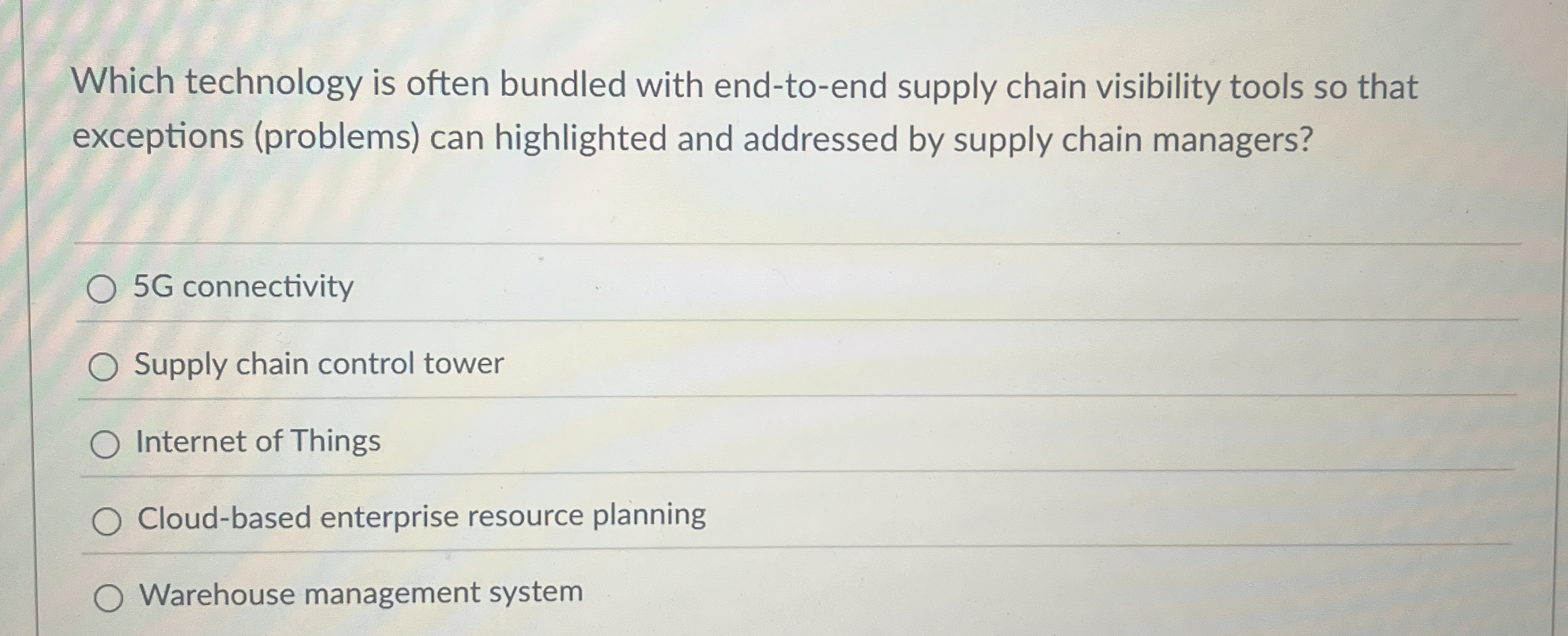  Which technology is often bundled with end-to-end supply chain visibility tools