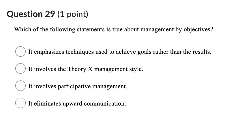  Question 29(1 point) Which of the following statements is true about