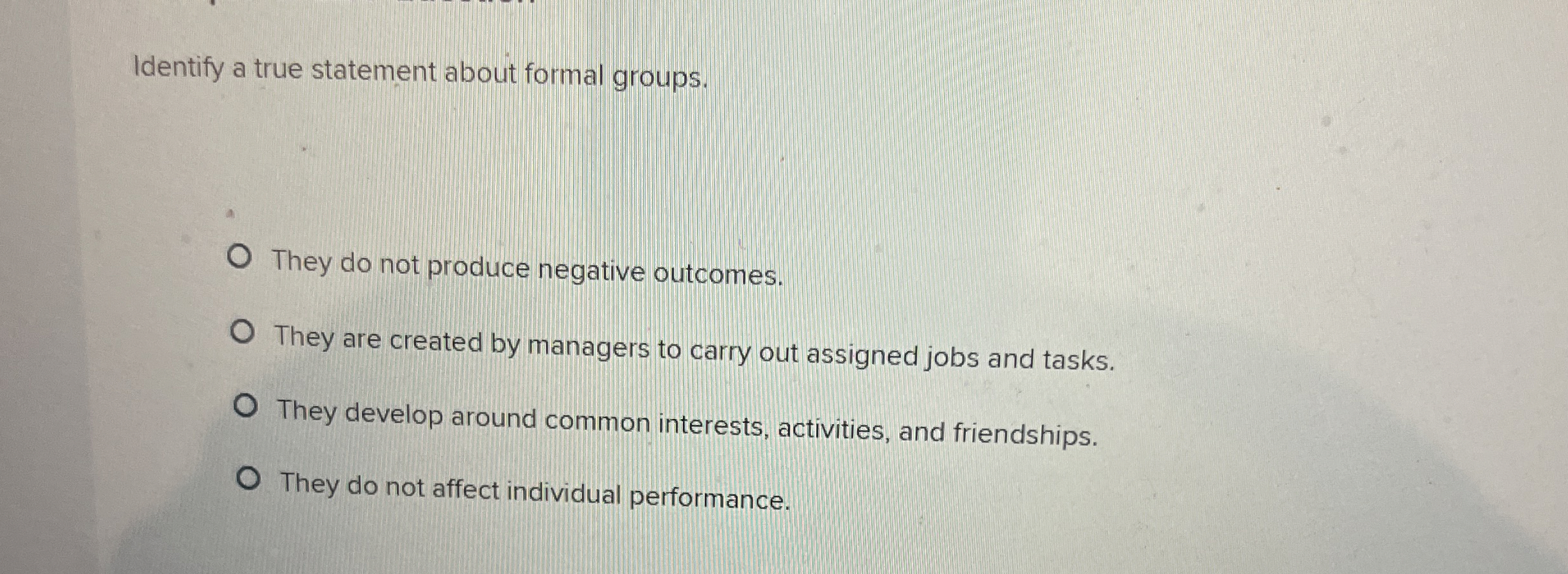 Identify a true statement about formal groups. They do not produce