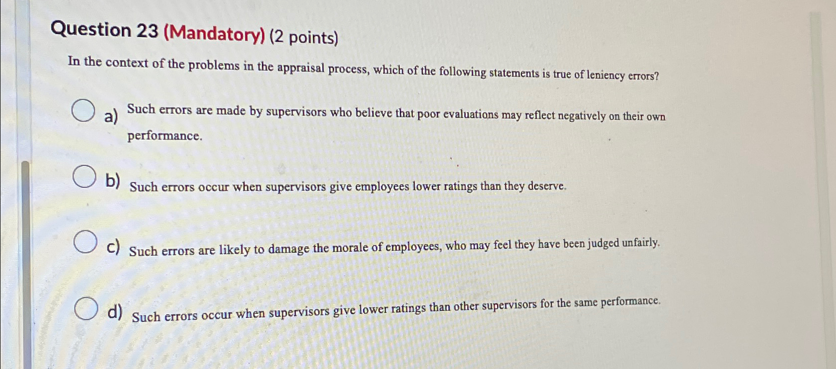  Question 23(Mandatory)(2 points) In the context of the problems in the