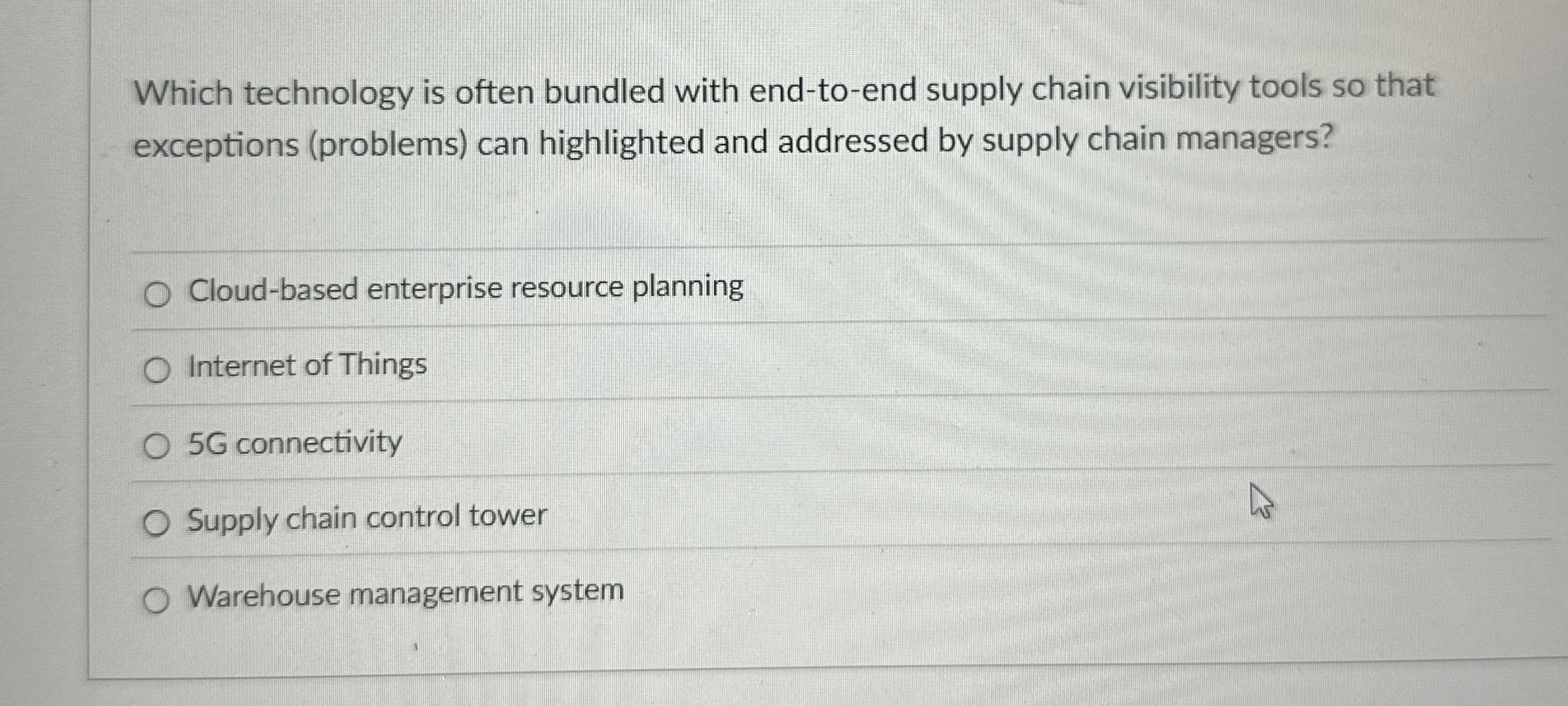  Which technology is often bundled with end-to-end supply chain visibility tools