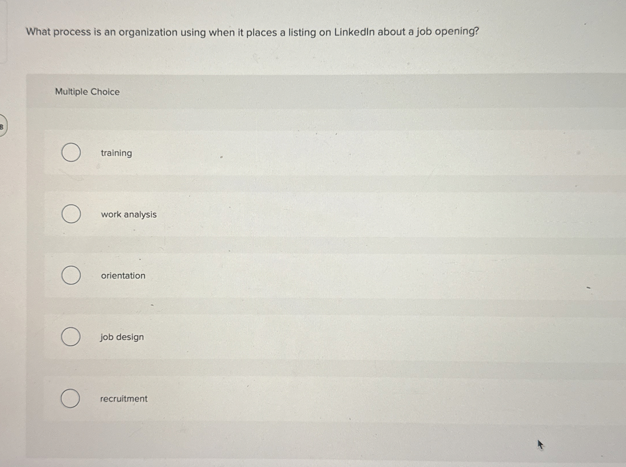  What process is an organization using when it places a listing