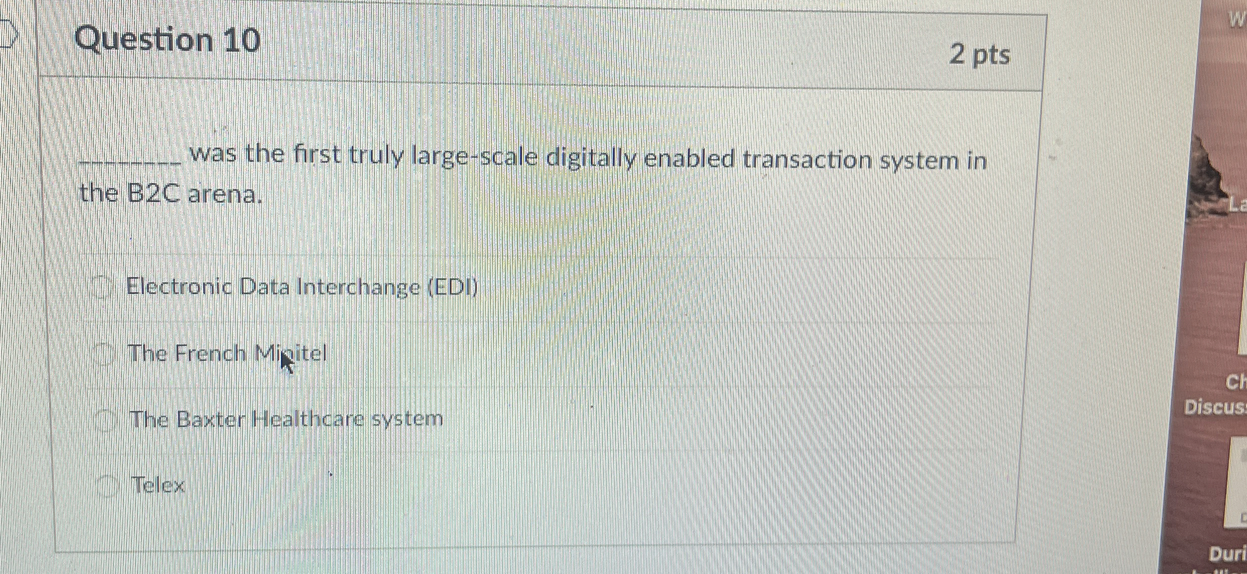  Question 10 2 pts q, was the first truly large-scale digitally