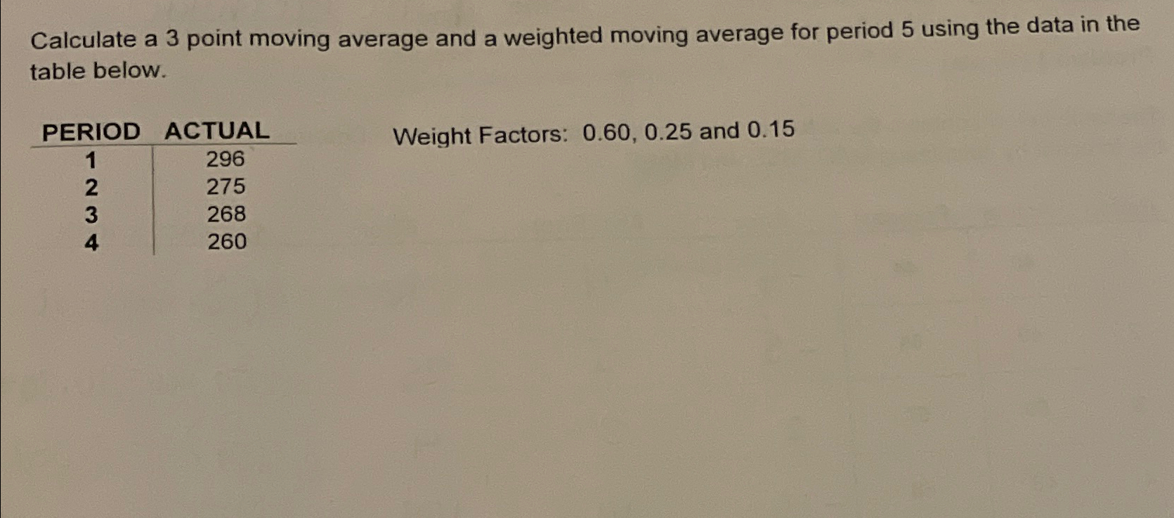  Calculate a 3 point moving average and a weighted moving average