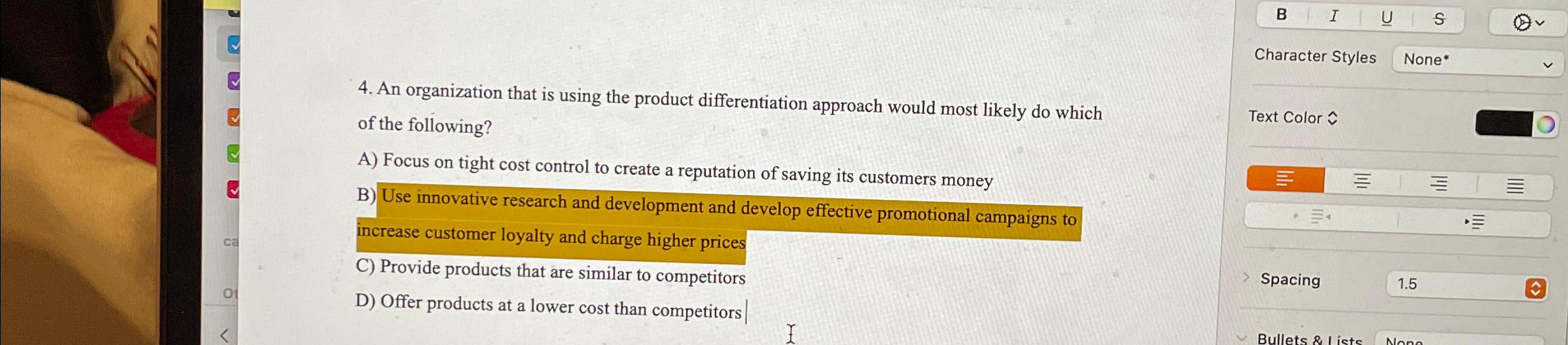  Character Styles None* 4. An organization that is using the product