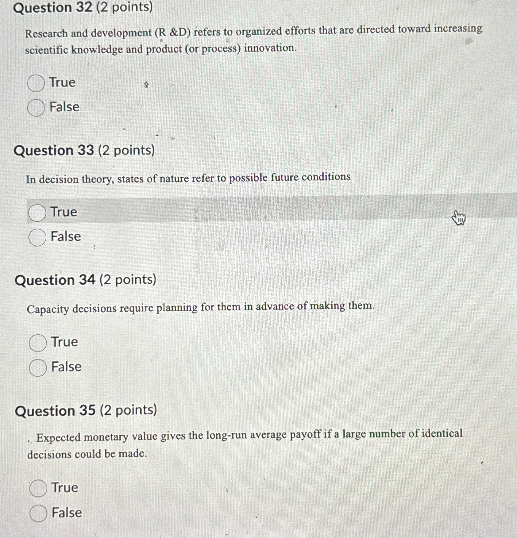  Question 32(2 points) Research and development (R & ) refers to
