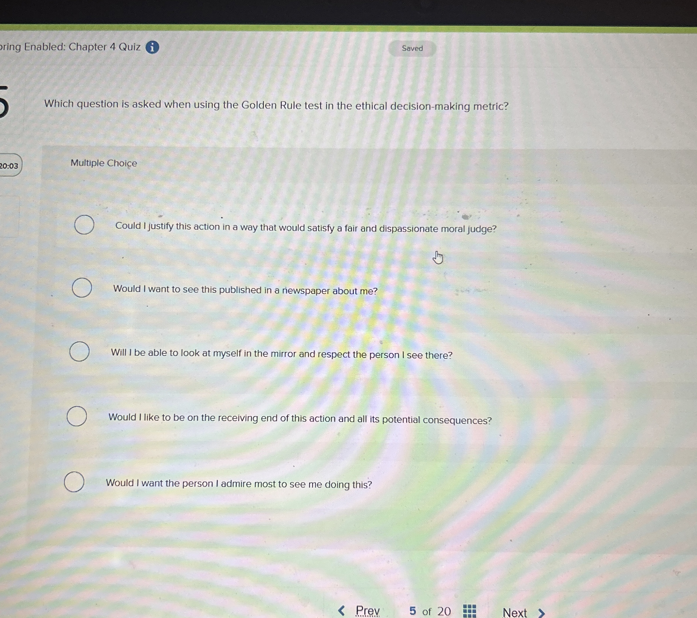  Which question is asked when using the Golden Rule test in