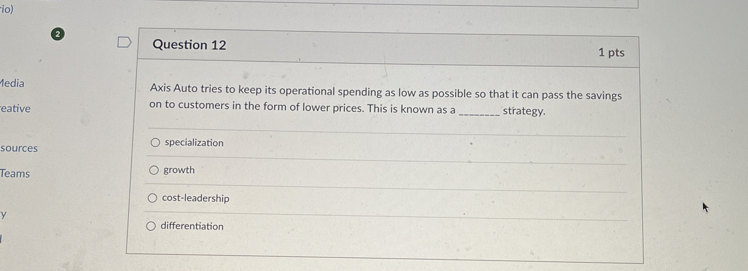  io) 2 Question 12 1 pts 1edia Axis Auto tries to