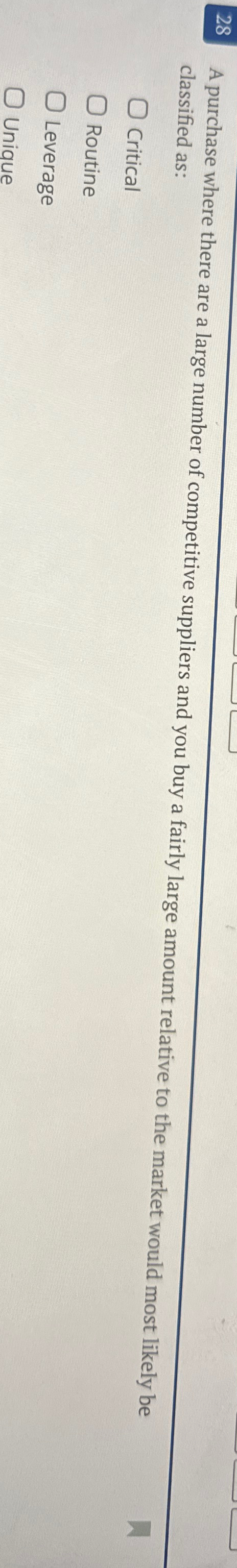  28 A purchase where there are a large number of competitive