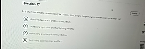  Question 17 Identifyng potential problems and piffalls Expressing optimsm and hyhlichting