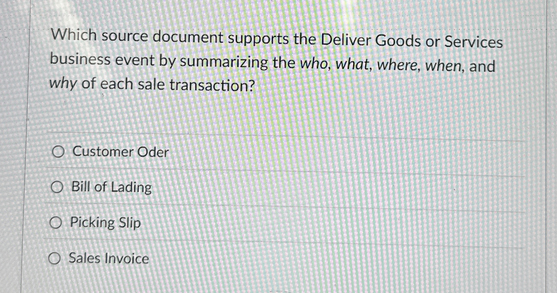  Which source document supports the Deliver Goods or Services business event