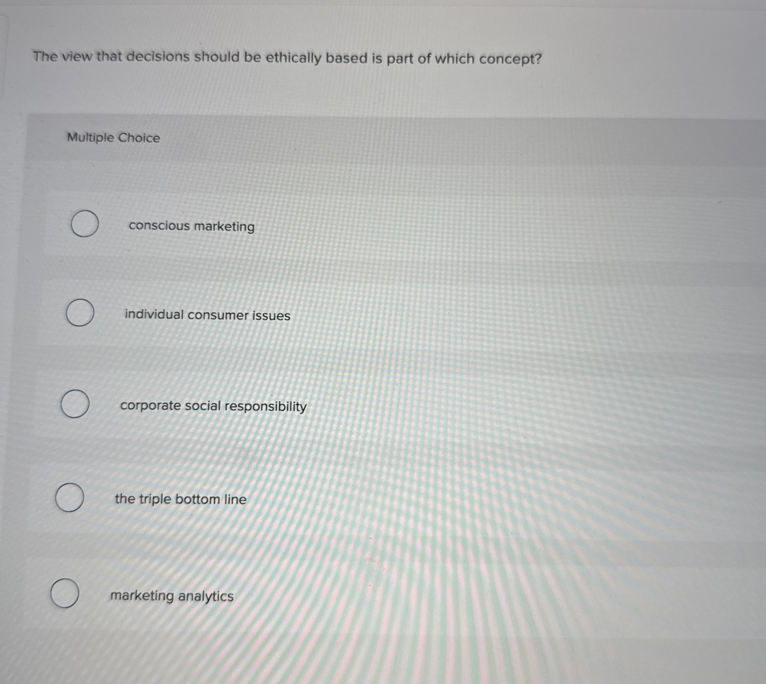  The view that decisions should be ethically based is part of