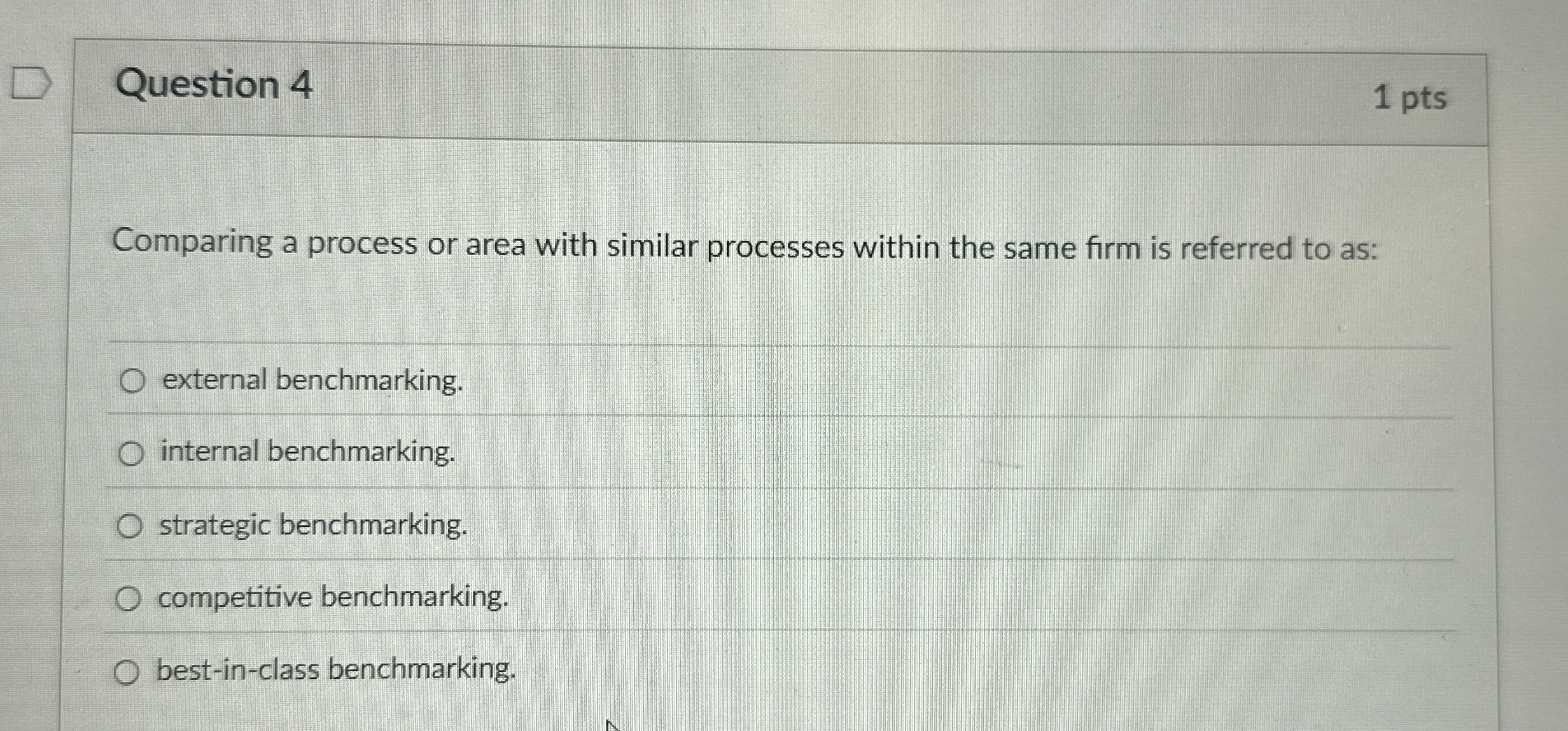  Question 4 Comparing a process or area with similar processes within