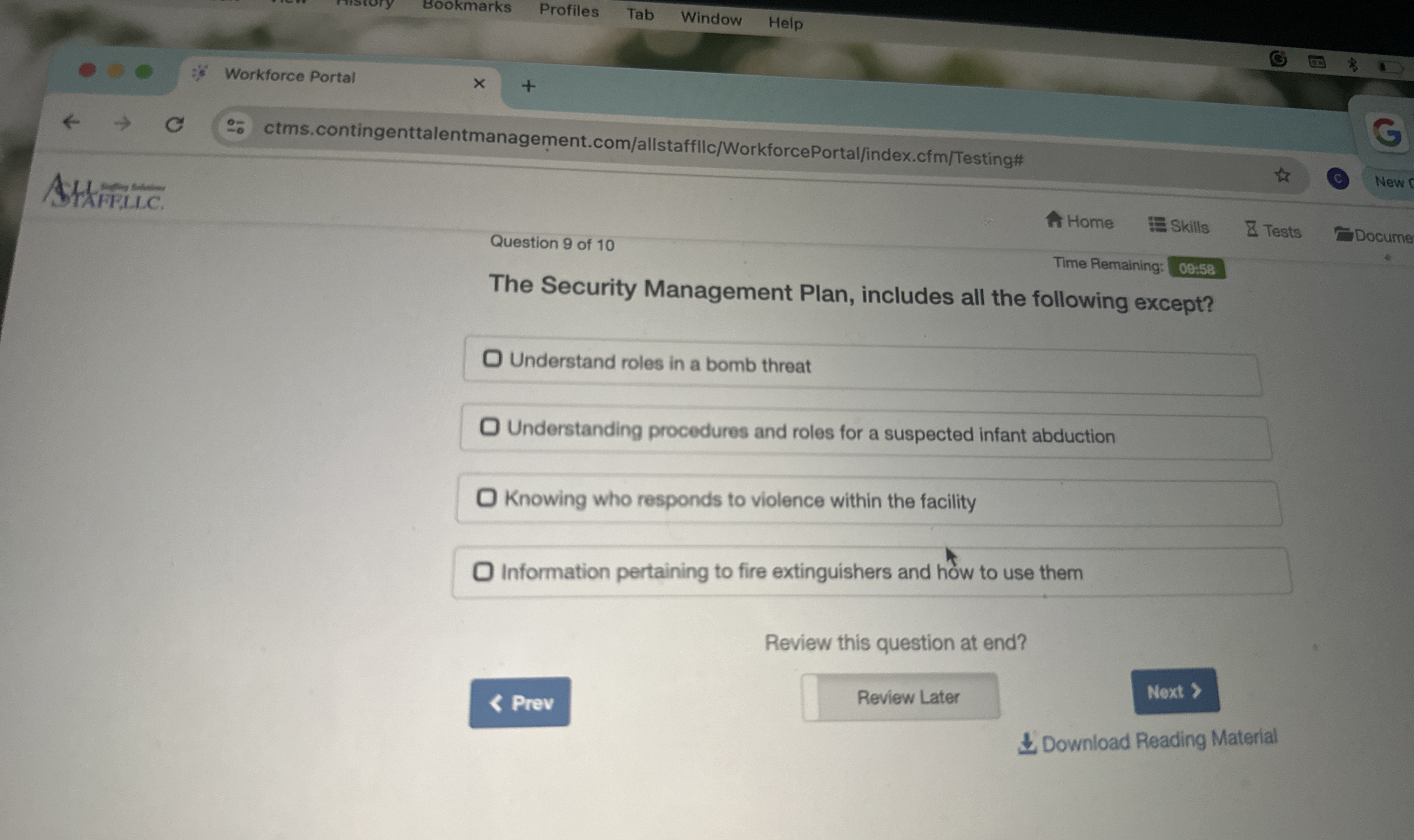  The Security Management Plan, includes all the following except? Understand roles