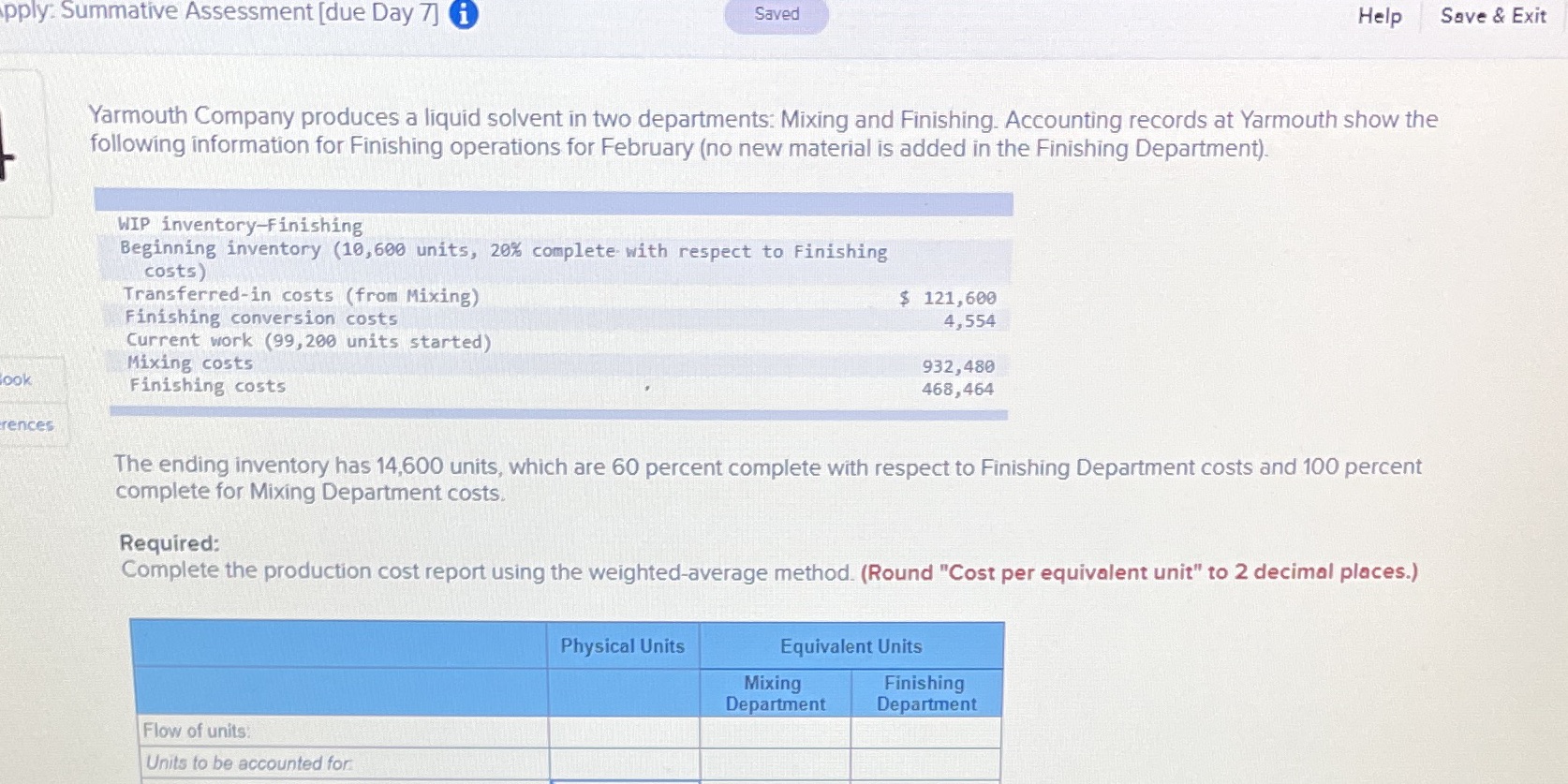  pply Summative Assessment [due Day 7] i Saved Help Save &