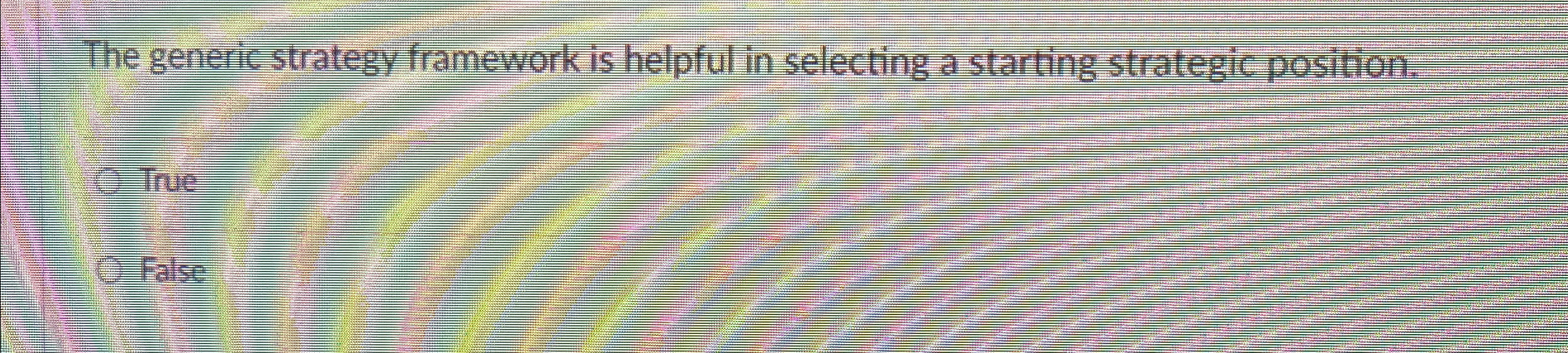  The generic strategy framework is helpful in selecting a starting strategic