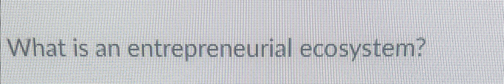  What is an entrepreneurial ecosystem? 