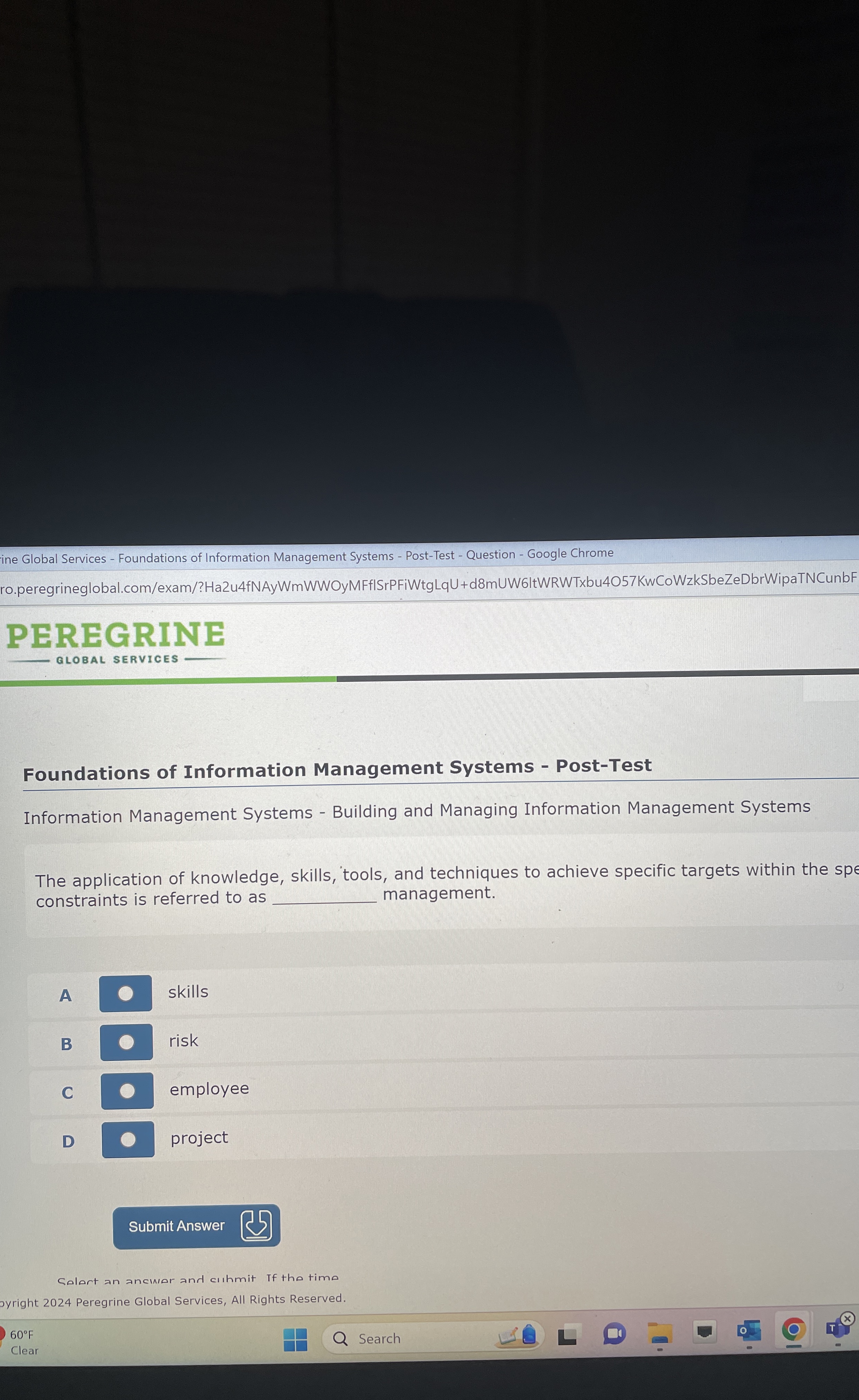  Foundations of Information Management Systems - Post-Test Information Management Systems -