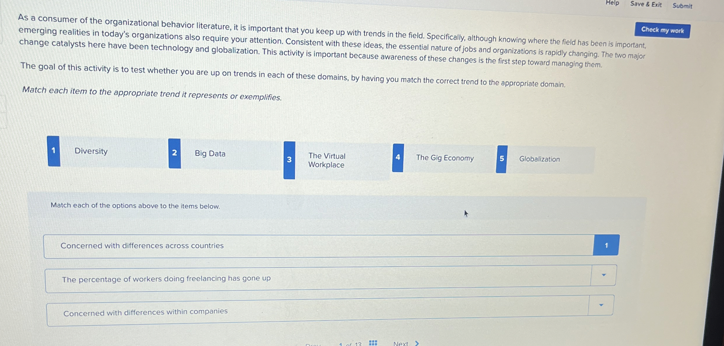  Help Save & Exit Submit As a consumer of the organizational