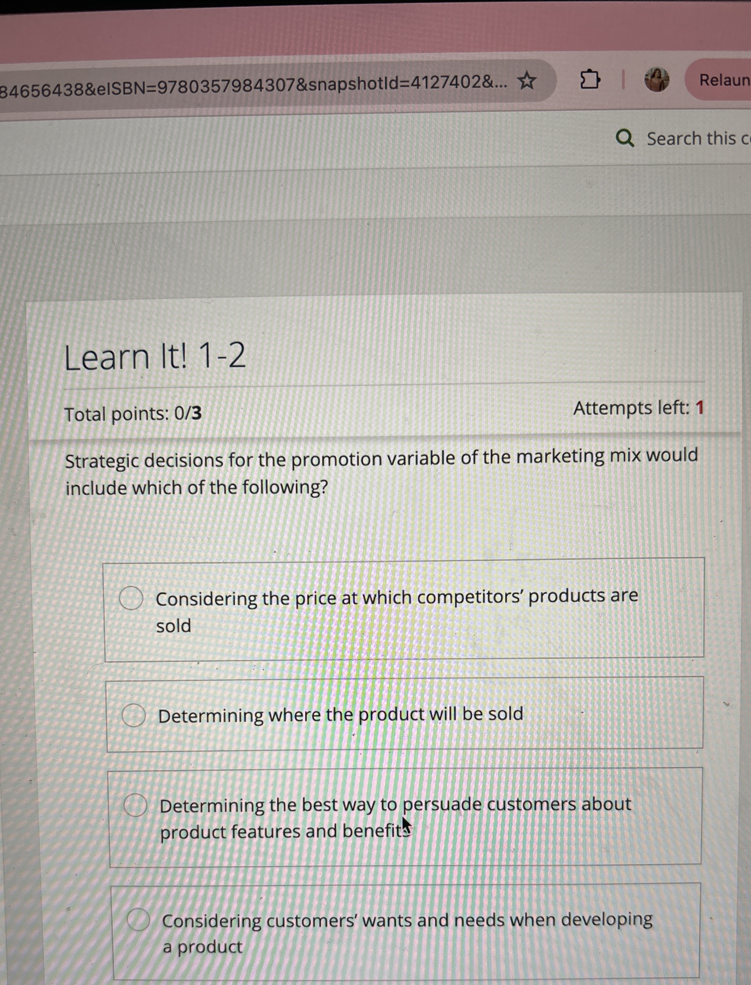  84656438&eISBN =9780357984307& snapshot |d|=4127402&dots Relaun Search this c Learn It!1-2 Total