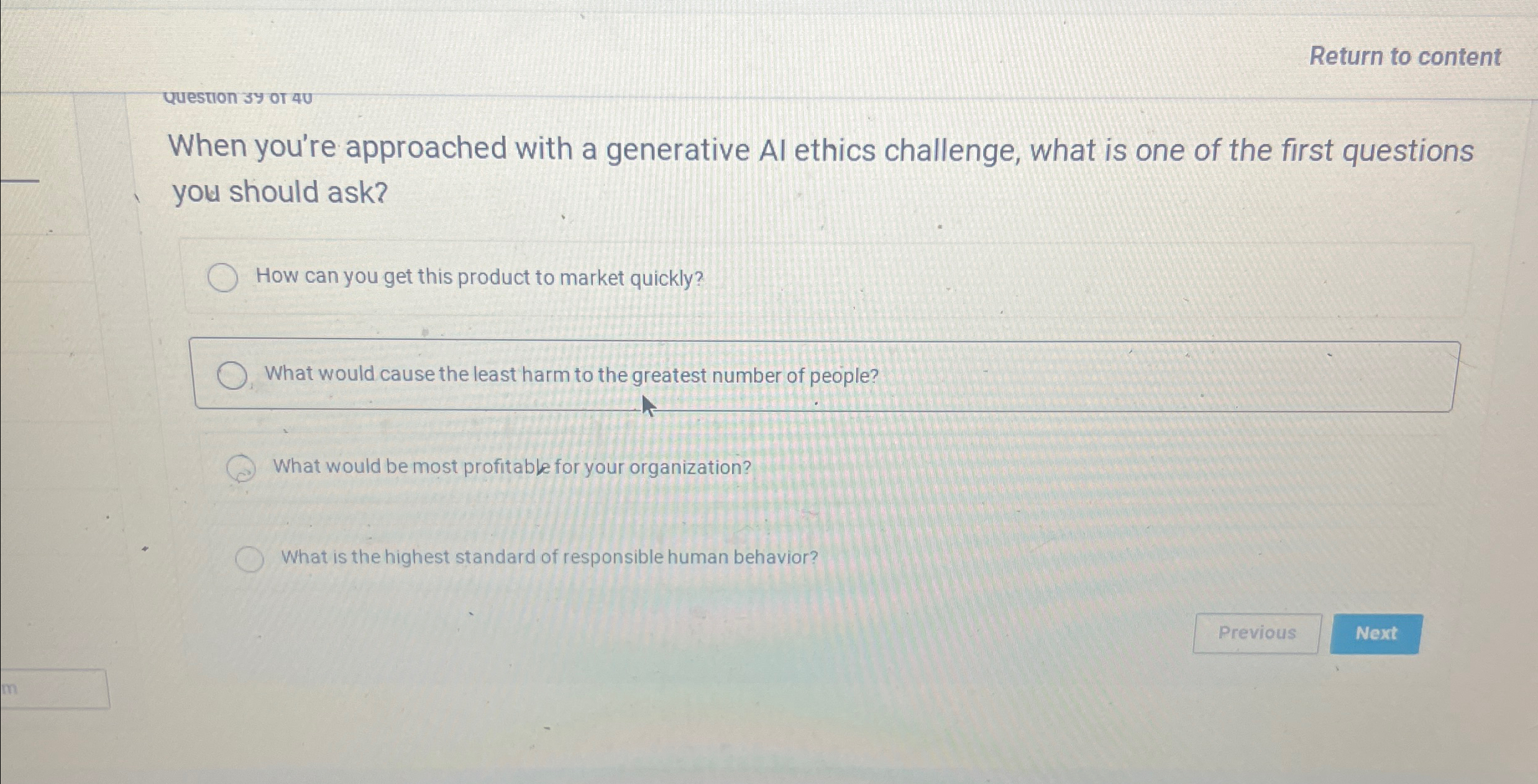  Return to content uestion 39 or 40 When you're approached with