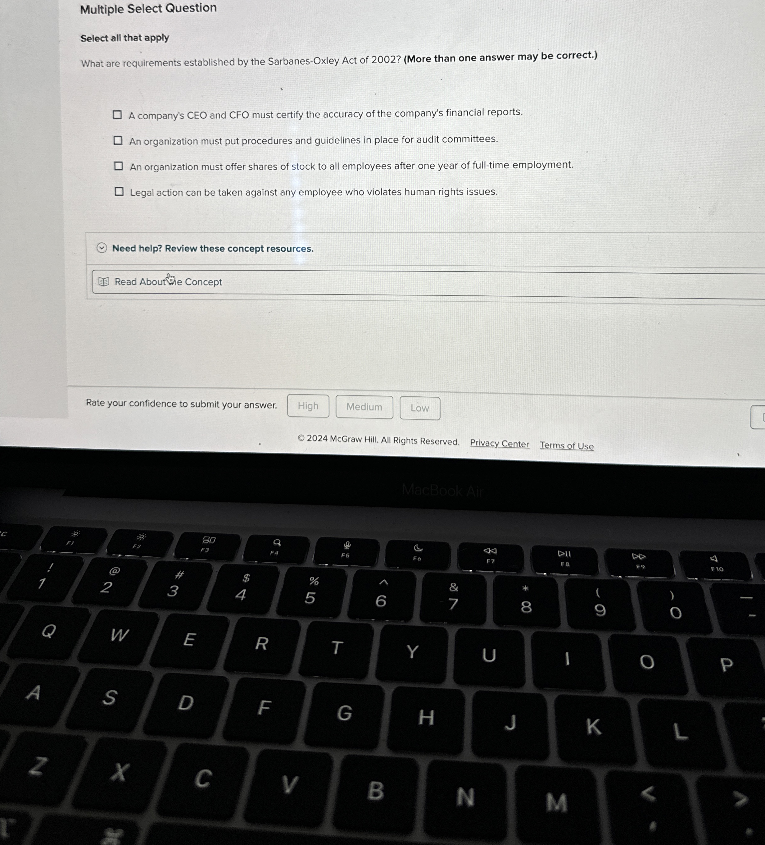  Multiple Select Question Select all that apply What are requirements established