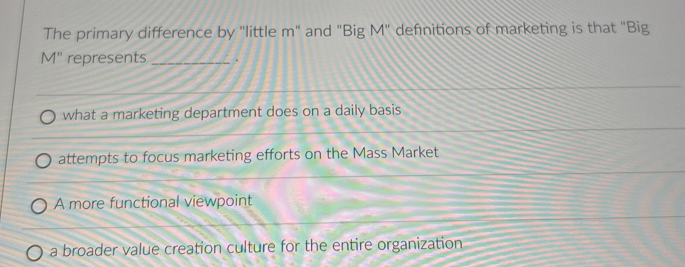  The primary difference by "little m" and "Big M" definitions of