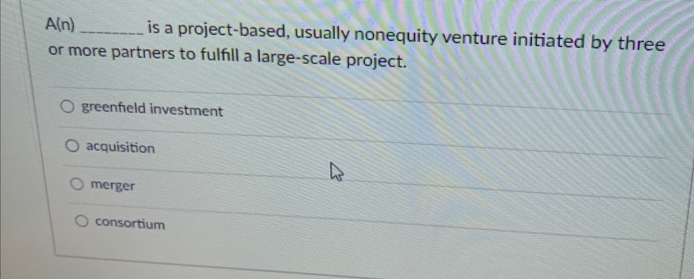  A(n)q, is a project-based, usually nonequity venture initiated by three or