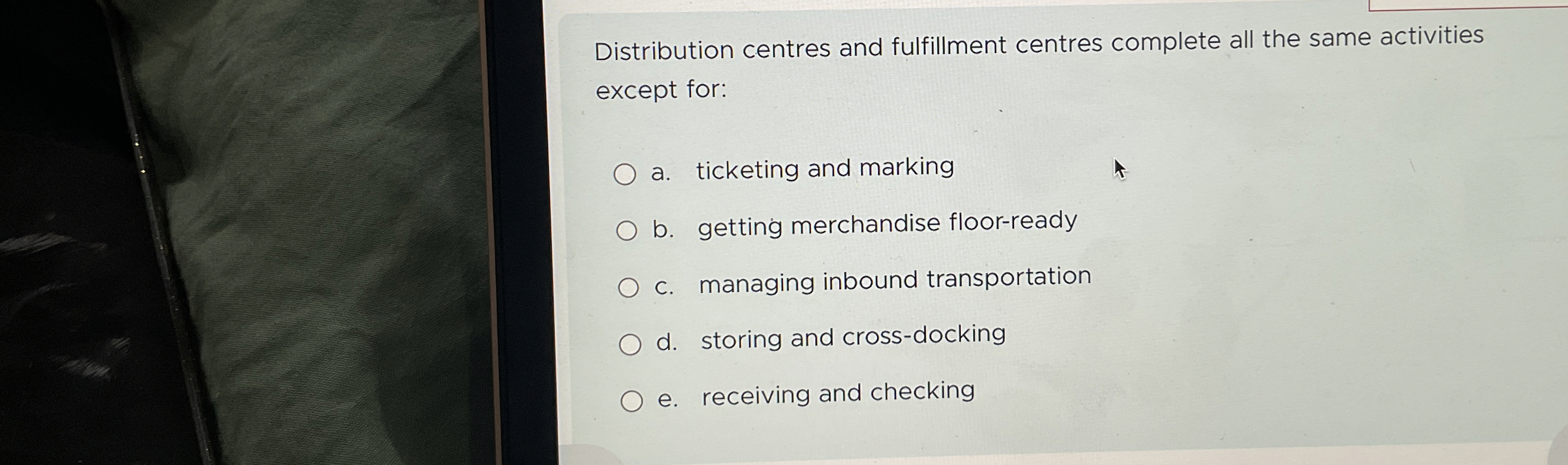  Distribution centres and fulfillment centres complete all the same activities except