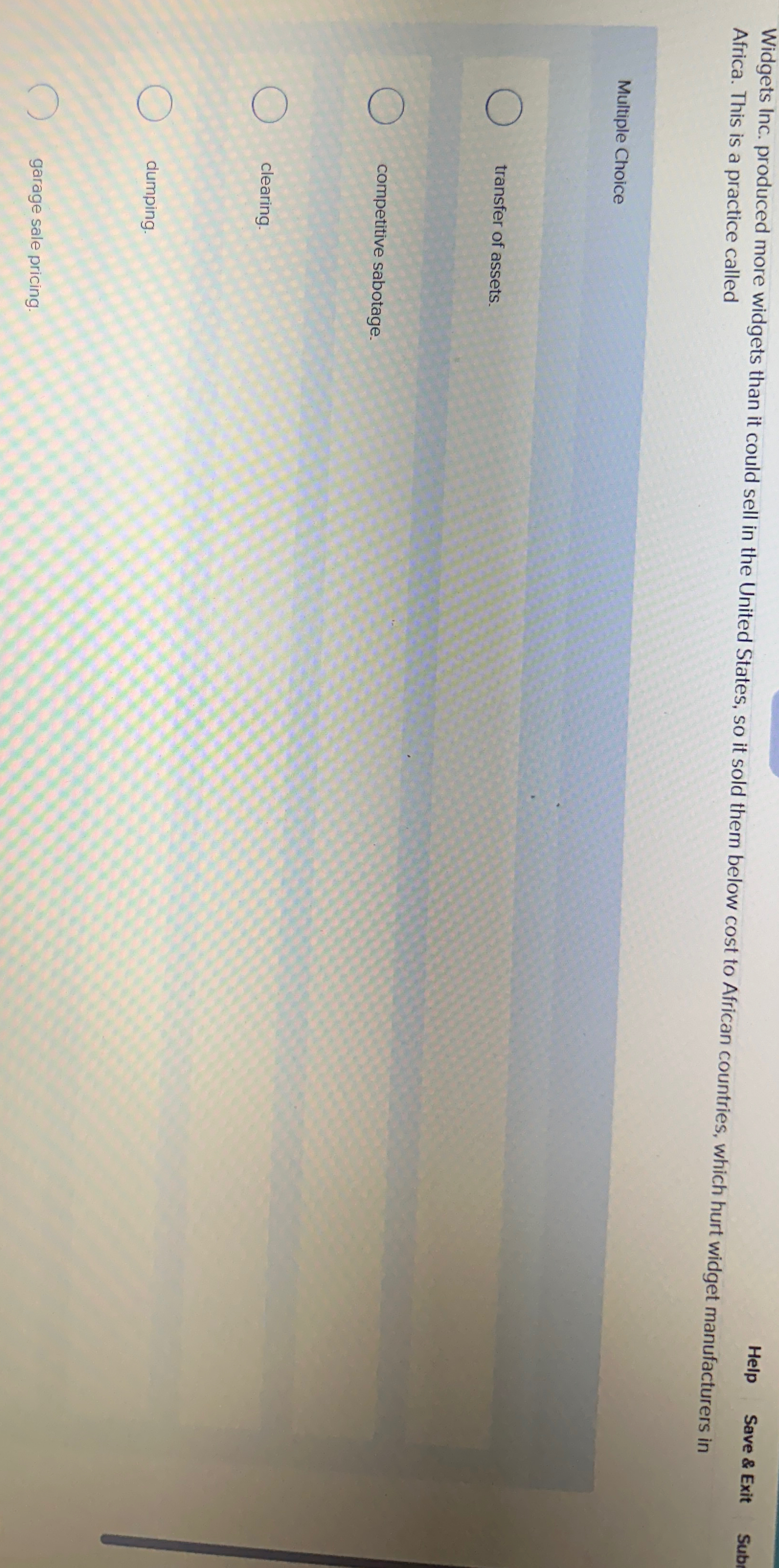  Widgets Inc. produced more widgets than it could sell in the