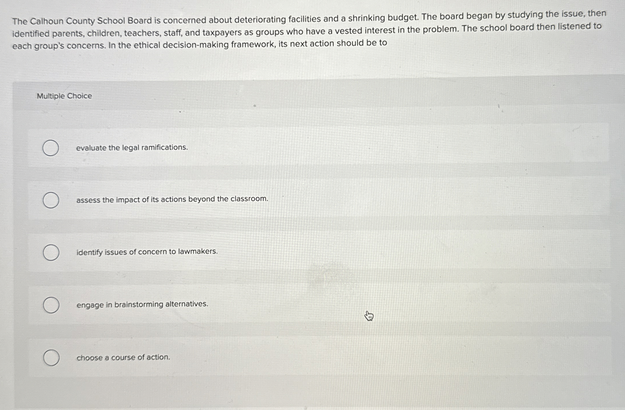  The Calhoun County School Board is concerned about deteriorating facilities and