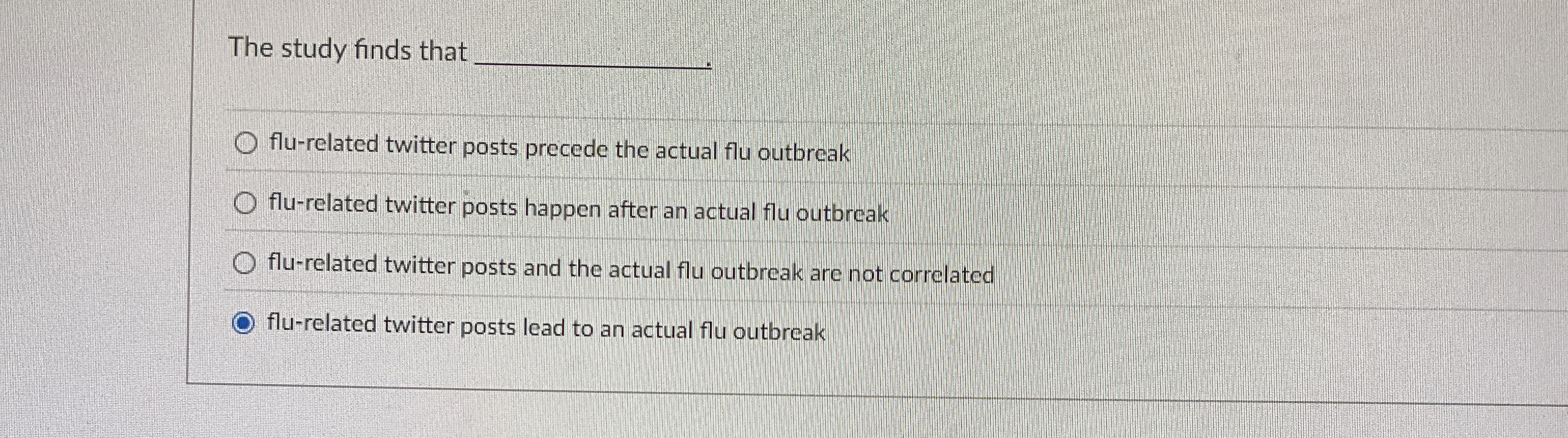  The study finds that flu-related twitter posts precede the actual flu