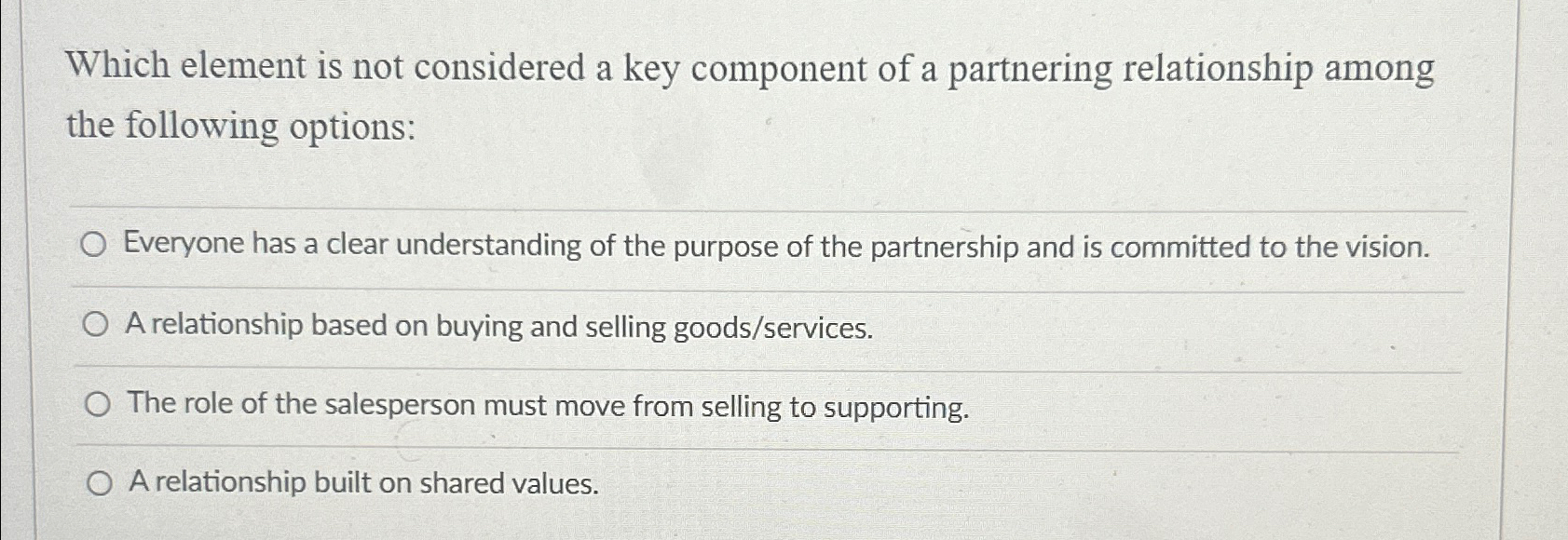  Which element is not considered a key component of a partnering