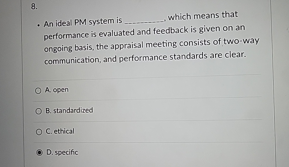  An ideal PM system is q, which means that performance is