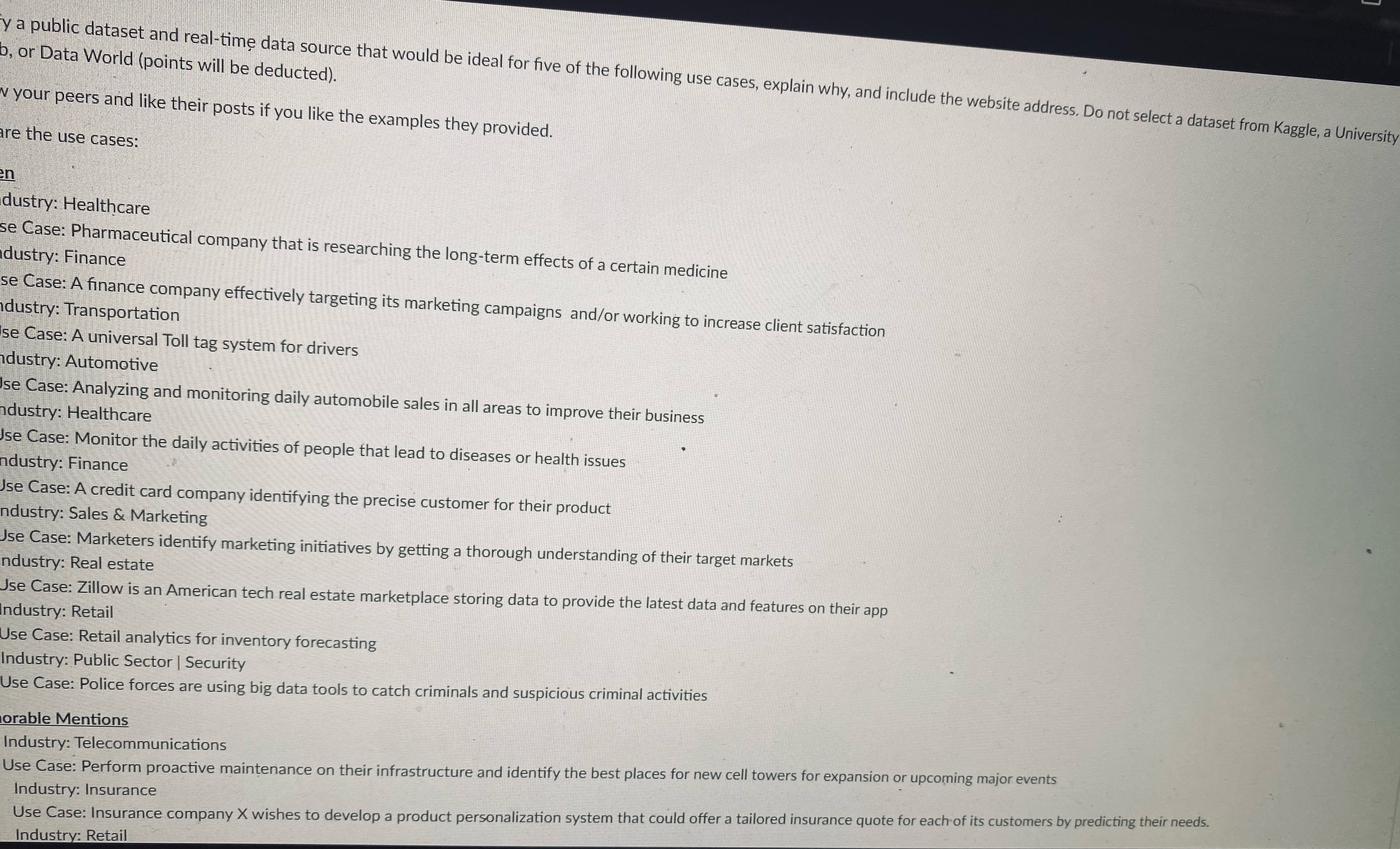  y a public dataset and real-time data source that would be