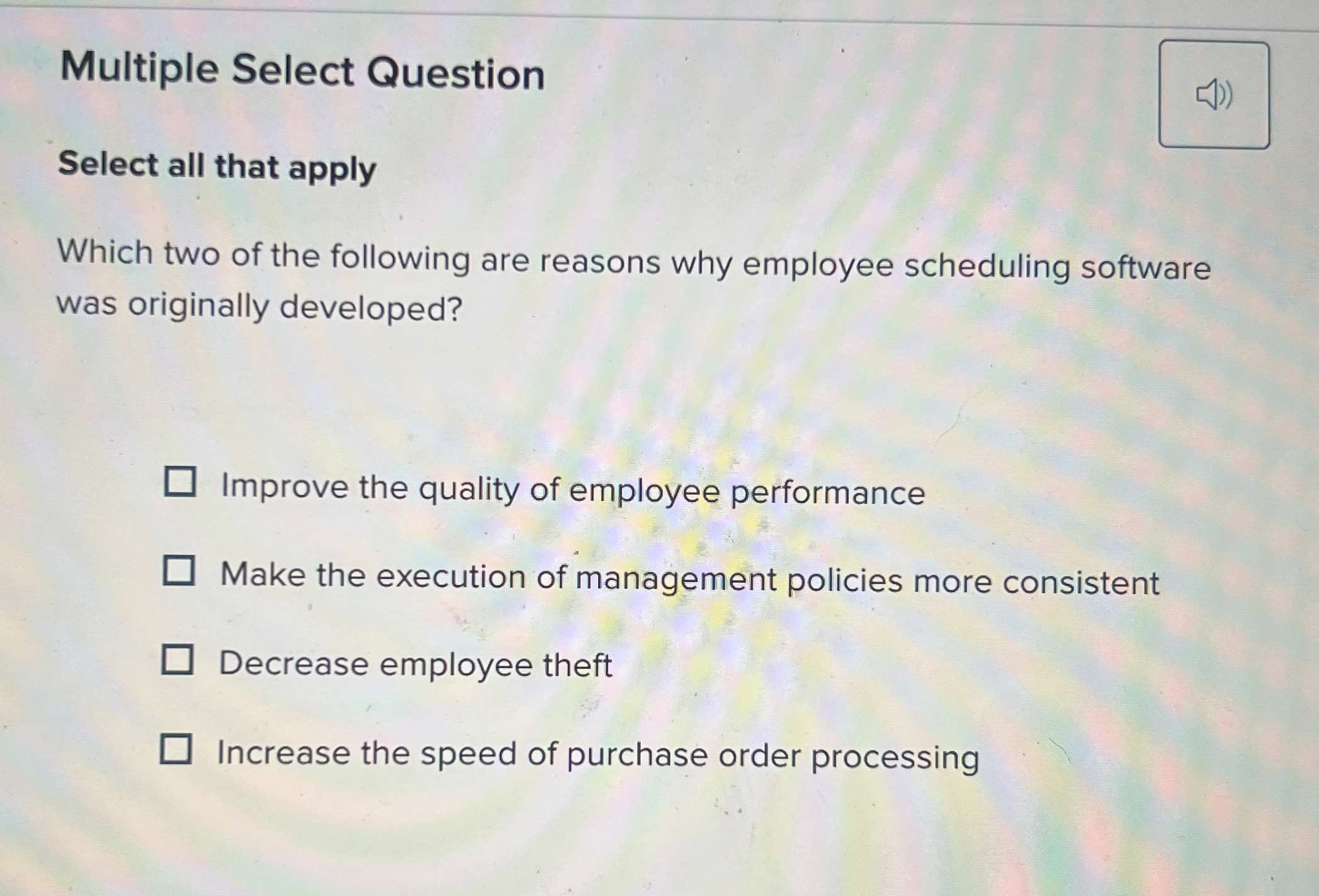  Multiple Select Question Select all that apply Which two of the