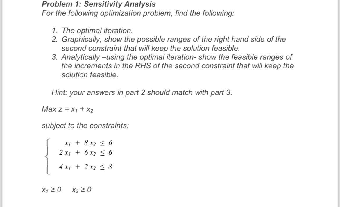  I want to solve this question in excel problem 1: Sensitivity